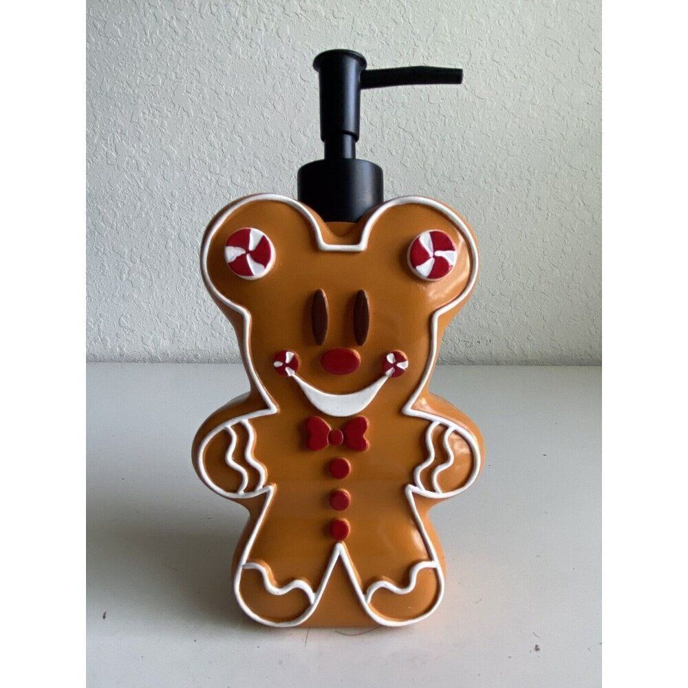 DISNEY Mickey Mouse Christmas Gingerbread Soap Lotion Dispenser With Pump NEW